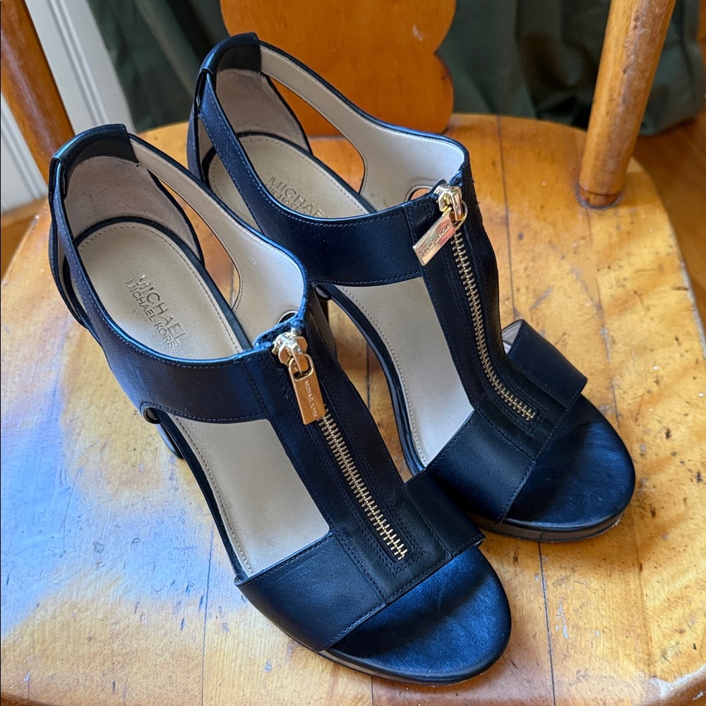 Michael Kors Black Heels with Gold Accents